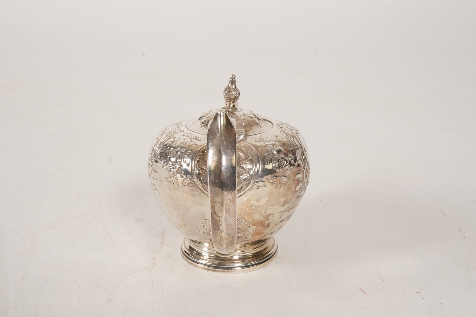 A George II provincial silver bachelor's tea pot, by Micon Melvn?